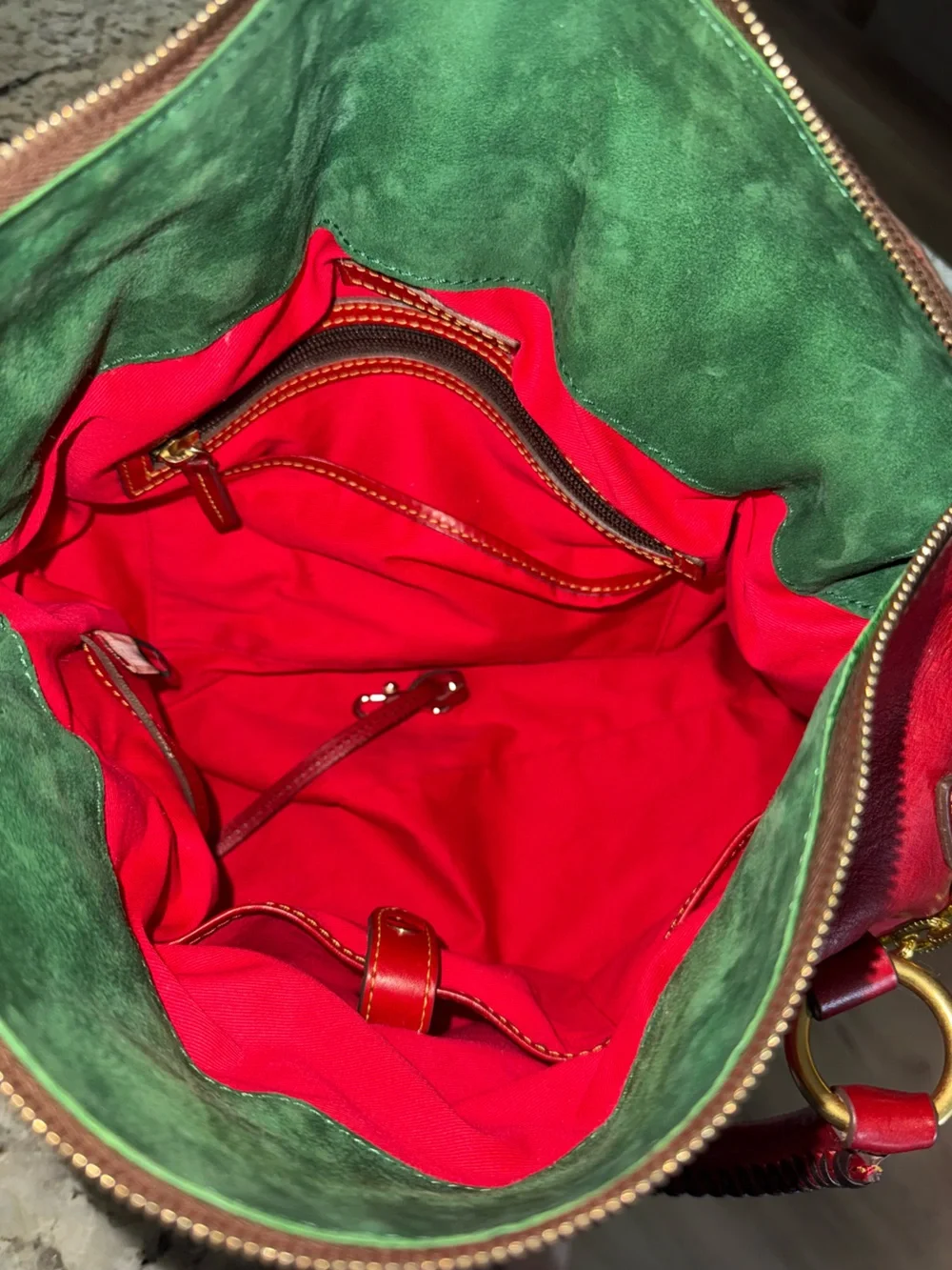 Dooney & Bourke Florentine Satchel Large Handbag Bright Red Leather
